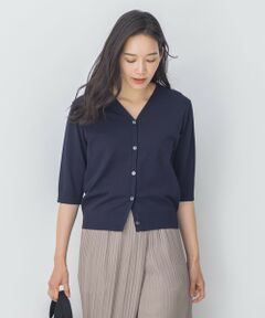 VISCOSE STRETCH Vネック ニット カーディガン