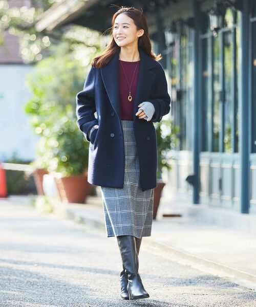 L size ONWARD(大きいサイズ) / エルサイズオンワード ミニ・ひざ丈スカート | 【リバーシブル】エアーファインウール リバー チェック スカート | 詳細3