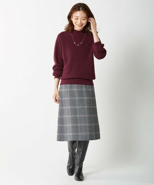 L size ONWARD(大きいサイズ) / エルサイズオンワード ミニ・ひざ丈スカート | 【リバーシブル】エアーファインウール リバー チェック スカート | 詳細5