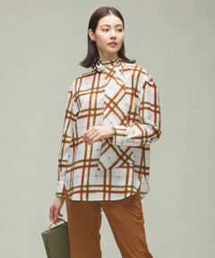 L size ONWARD(大きいサイズ) / エルサイズオンワード シャツ・ブラウス | 【マガジン掲載】 オンブレーチェックプリント ボウタイブラウス (番号CG33)