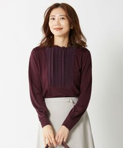 L size ONWARD(大きいサイズ) / エルサイズオンワード カットソー | ウォッシャブルウールジャージー フリル襟 カットソー