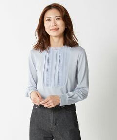 L size ONWARD(大きいサイズ) / エルサイズオンワード カットソー | ウォッシャブルウールジャージー フリル襟 カットソー