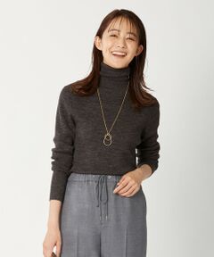 【洗える】WORSTED CHINE WOOL ハイネック ニット