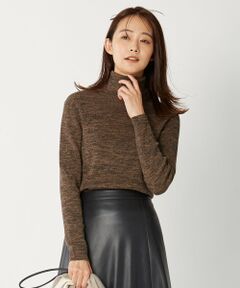 【洗える】WORSTED CHINE WOOL ハイネック ニット