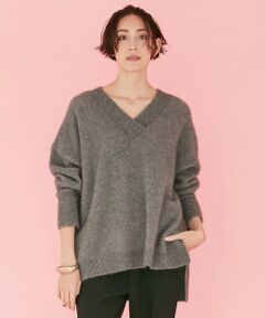 L size ONWARD(大きいサイズ) / エルサイズオンワード ニット・セーター | 【洗える】ラクーンウールブレンド Vネックプルオーバー (検索番号:JL28)