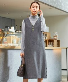 L size ONWARD(大きいサイズ) / エルサイズオンワード ロング・マキシ丈ワンピース | BALLI ヘリンボーンツイード ジャンパースカート