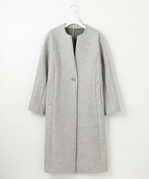 L size ONWARD(大きいサイズ) / エルサイズオンワード カットソー | 【洗える】WOOLLET ノーカラー ロングコート | 詳細4