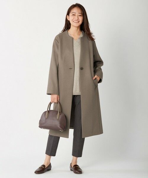L size ONWARD(大きいサイズ) / エルサイズオンワード カットソー | 【洗える】WOOLLET ノーカラー ロングコート | 詳細16