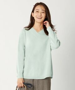 【洗える】PURE CASHMERE Vネック ニット