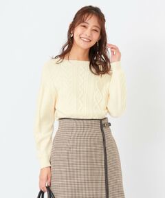 L size ONWARD(大きいサイズ) / エルサイズオンワード ニット・セーター | 【前後着用可能】2WAYケーブル ニット