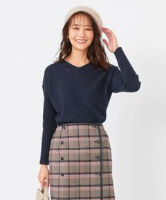 L size ONWARD(大きいサイズ) / エルサイズオンワード ニット・セーター | 【洗える】リブコンビMIX ニット