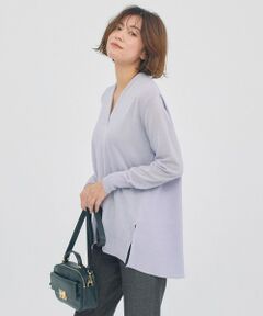 L size ONWARD(大きいサイズ) / エルサイズオンワード ニット・セーター | 【洗える】ウーステッドウール バックサテン プルオーバー