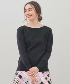 L size ONWARD(大きいサイズ) / エルサイズオンワード ニット・セーター | ウーステッドウール レースデザインプルオーバー