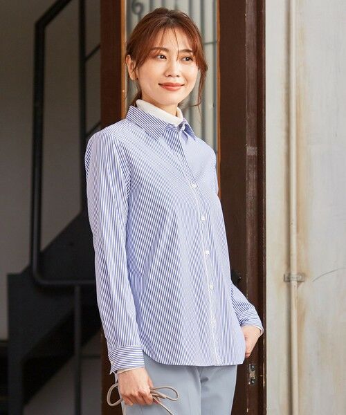 L size ONWARD(大きいサイズ) / エルサイズオンワード シャツ・ブラウス | 【洗える】SOMELOS JOYCE シャツカラー ブラウス(ネイビー系1)