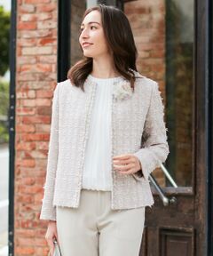 L size ONWARD(大きいサイズ) / エルサイズオンワード ノーカラージャケット | ファンシーツィード ノーカラージャケット