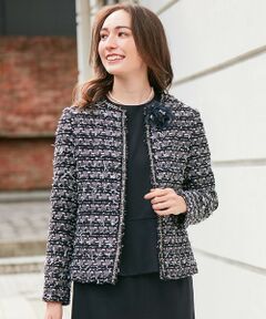 L size ONWARD(大きいサイズ) / エルサイズオンワード ノーカラージャケット | ファンシーツィード ノーカラージャケット