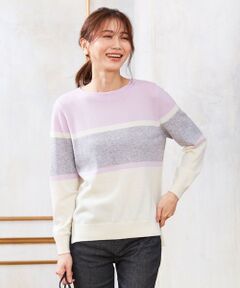 【洗える】CASHMERE BLEND カラーブロック ニット