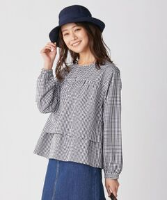 L size ONWARD(大きいサイズ) / エルサイズオンワード シャツ・ブラウス | 【洗える】コットンセルロースギンガムチェック ティアード ブラウス