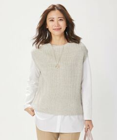 L size ONWARD(大きいサイズ) / エルサイズオンワード ベスト | 【洗える】リネンコットン ニット ベスト