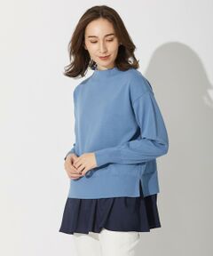 L size ONWARD(大きいサイズ) / エルサイズオンワード ニット・セーター | 【2WAY/洗える】ガスコットンコンビ ボトルネックニット