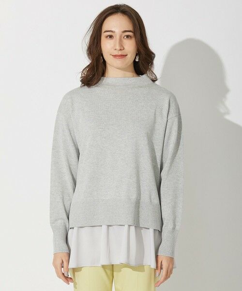 L size ONWARD(大きいサイズ) / エルサイズオンワード ニット・セーター | 【2WAY/洗える】ガスコットンコンビ ボトルネックニット | 詳細3