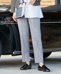 L size ONWARD(大きいサイズ) / エルサイズオンワード その他パンツ | 【洗える】T/Rシャークスキン ギンガムチェック テーパード パンツ