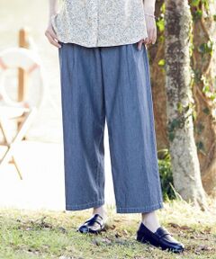L size ONWARD(大きいサイズ) / エルサイズオンワード デニムパンツ | 【洗える】インディゴツイル デニム ワイドパンツ