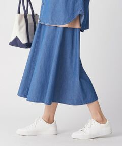 L size ONWARD(大きいサイズ) / エルサイズオンワード デニムスカート | 【洗える】インディゴツイル デニム ロング スカート