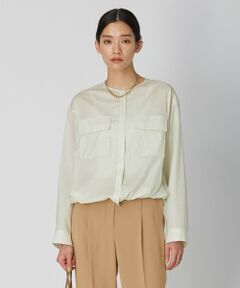 L size ONWARD(大きいサイズ) / エルサイズオンワード シャツ・ブラウス | 【洗える】テンセルコットンローン ノーカラーブラウス