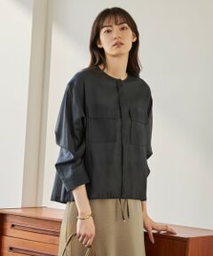 L size ONWARD(大きいサイズ) / エルサイズオンワード シャツ・ブラウス | 【洗える】テンセルコットンローン ノーカラーブラウス