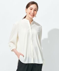 L size ONWARD(大きいサイズ) / エルサイズオンワード シャツ・ブラウス | 【2WAY/洗える】ブラウジングバンドカラーブラウス