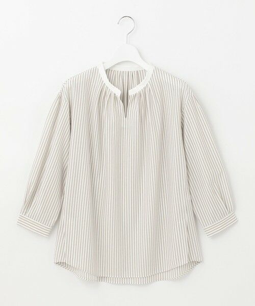 L size ONWARD(大きいサイズ) / エルサイズオンワード カットソー | 【イージーケア】STRIPE JERSEY バンドカラー カットソー | 詳細3