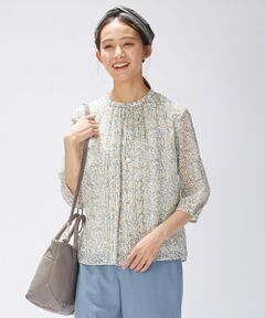 L size ONWARD(大きいサイズ) / エルサイズオンワード カットソー | プリントプリーツジャージー カットソー