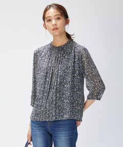 L size ONWARD(大きいサイズ) / エルサイズオンワード カットソー | プリントプリーツジャージー カットソー