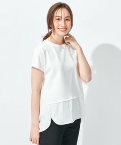 L size ONWARD(大きいサイズ) / エルサイズオンワード ニット・セーター | 【洗える】ハイツイストコットンアセテート ニットコンビ プルオーバー