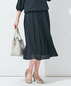 L size ONWARD(大きいサイズ) / エルサイズオンワード ミニ・ひざ丈スカート | 【セットアップ着用可】シフォンジョーゼット ソフトプリーツスカート