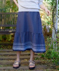 L size ONWARD(大きいサイズ) / エルサイズオンワード ミニ・ひざ丈スカート | 【洗える】P/スパンローンパネルフラワープリント スカート