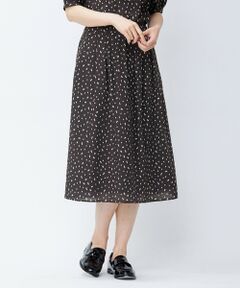 L size ONWARD(大きいサイズ) / エルサイズオンワード ミニ・ひざ丈スカート | 【洗える】P/スパンローン変形ドットプリント スカート
