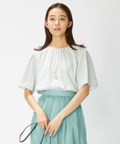 【洗える】 ポリエステル ラミー Poplin ボリューム スリーブ ブラウス