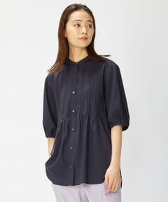 【洗える】ポリエステル ラミー Poplin ピンタック ブラウス