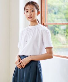 L size ONWARD(大きいサイズ) / エルサイズオンワード シャツ・ブラウス | 【洗える】BEZ 空羽ストライプ スタンドカラー ブラウス