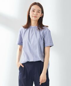 L size ONWARD(大きいサイズ) / エルサイズオンワード シャツ・ブラウス | 【洗える】BEZ 空羽ストライプ スタンドカラー ブラウス