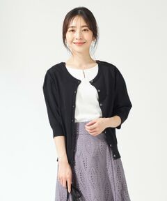 L size ONWARD(大きいサイズ) / エルサイズオンワード カーディガン・ボレロ | 【UVケア】ハーフスリーブ2WAY カーディガン