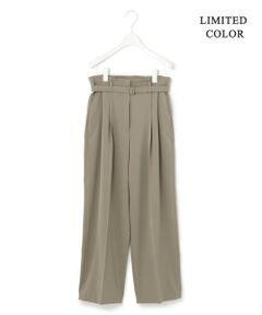 L size ONWARD(大きいサイズ) / エルサイズオンワード その他パンツ | 【追加生産・洗える】Fied ベルト付き ワイドパンツ