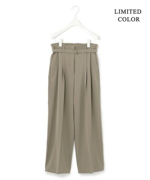 L size ONWARD(大きいサイズ) / エルサイズオンワード その他パンツ | 【追加生産・洗える】Fied ベルト付き ワイドパンツ(モカ系)