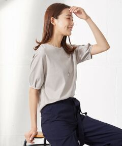 L size ONWARD(大きいサイズ) / エルサイズオンワード カットソー | 【UVケア・接触冷感】コンパクトコットンスムース タックスリーブ カットソー