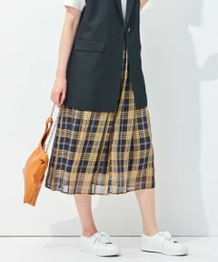 L size ONWARD(大きいサイズ) / エルサイズオンワード ミニ・ひざ丈スカート | 【WEB限定】シアーチェック ギャザースカート