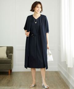 L size ONWARD(大きいサイズ) / エルサイズオンワード ベスト | 【接触冷感・速乾・UVカット・撥水・防シワ】リネンライクツイル ロングジレ