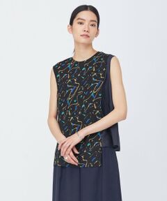 L size ONWARD(大きいサイズ) / エルサイズオンワード シャツ・ブラウス | 【Saki Tanakaさんコラボ】コラボプリント ノースリーブブラウス