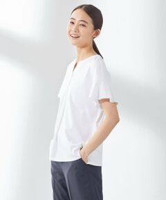 L size ONWARD(大きいサイズ) / エルサイズオンワード カットソー | 【UVケア・接触冷感】コンパクトコットンスムース キーネック カットソー